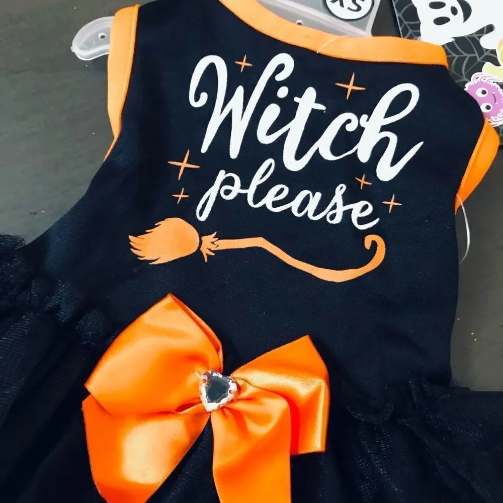 “Witch Please” Halloween Dog Pet Witch Costume Gothic Dress